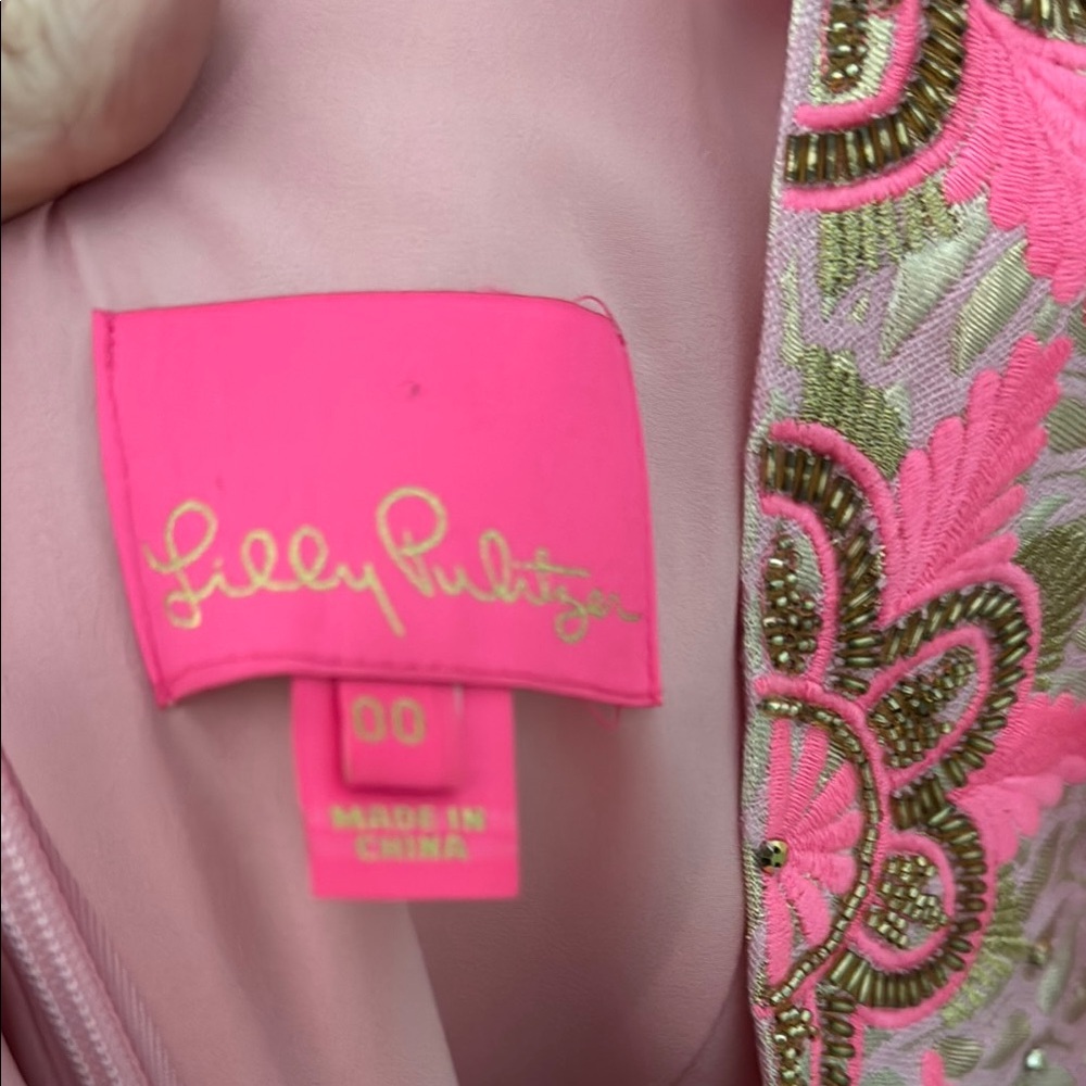 Lilly Pulitzer Pink and Gold Embroidered Dress - Picture 3 of 5